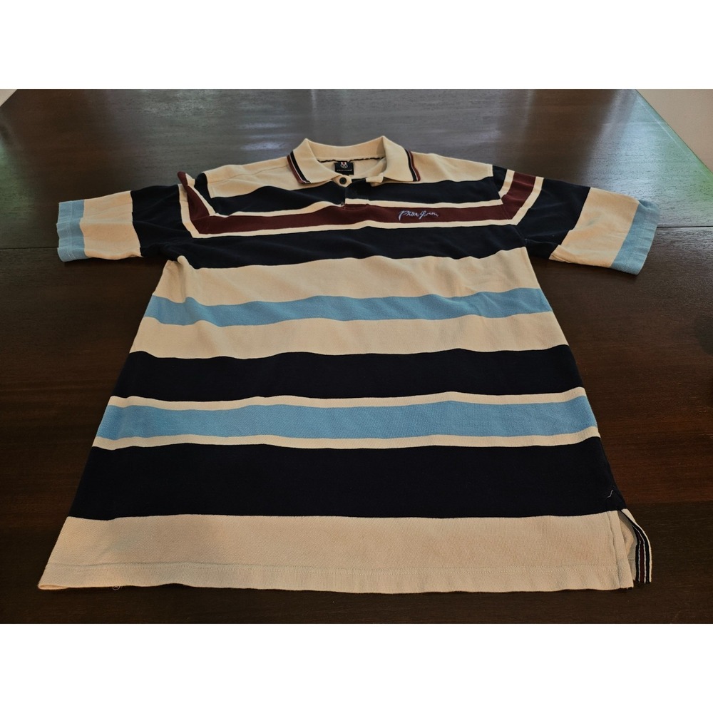 Phat Farm Men's Red Navy Cream Striped Polo Shirt Size XL